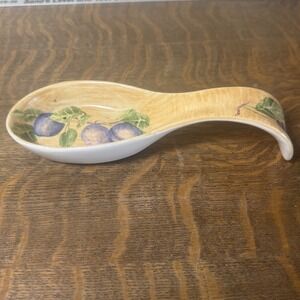 Jay Import Company Hand Painted Ceramic Spoon Rest Plums Fruit Kitchen Decor